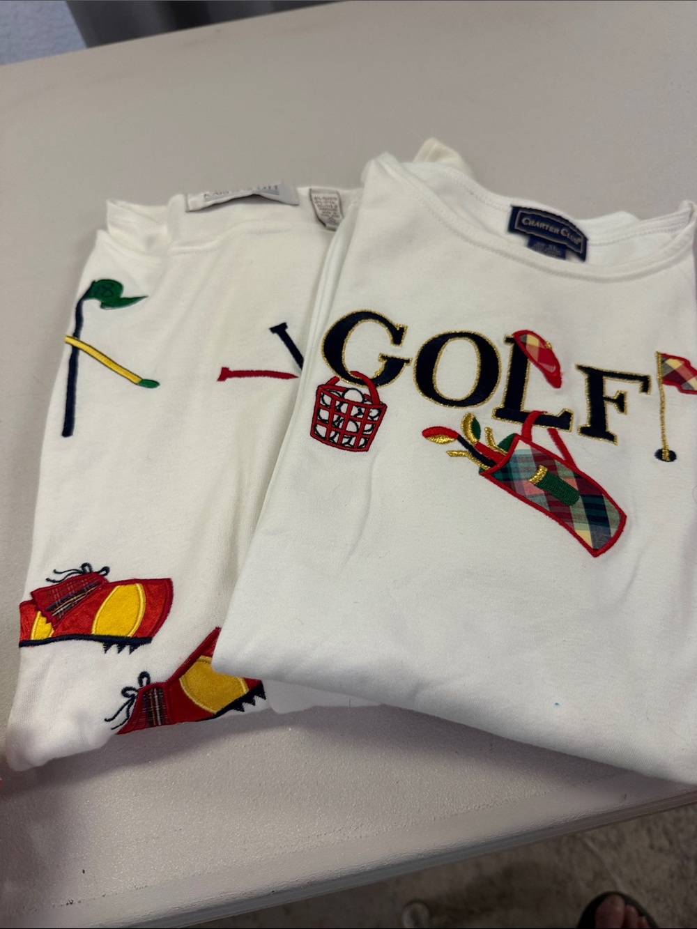 Vintage Golf Preppy Set: Karen  Scott & Charter Club Short Sleeve Tees (Size XL)